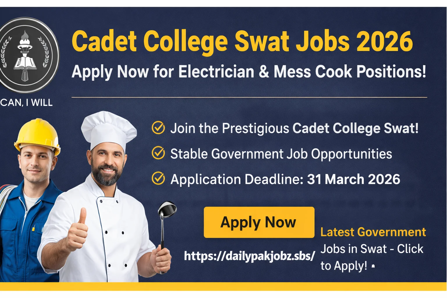 Cadet College Swat Jobs 2026