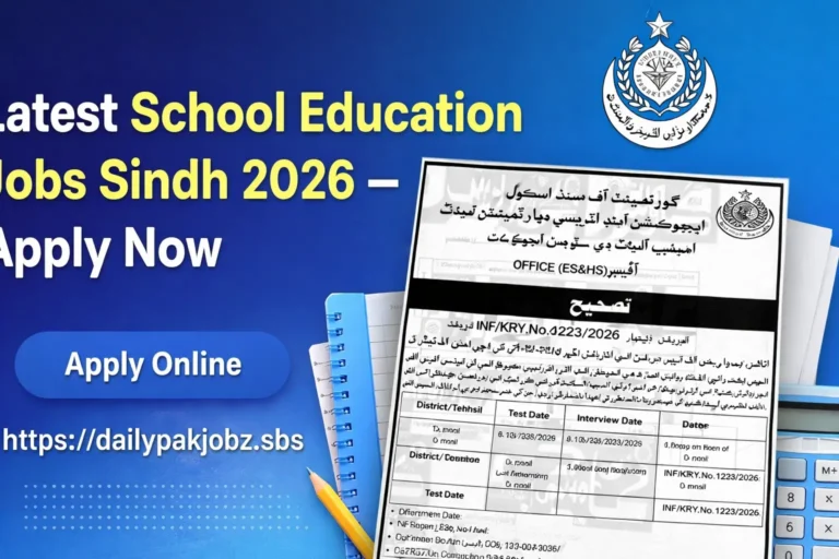 Latest School Education Jobs Sindh 2026